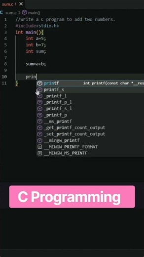 C program to add two numbers. #coding #programming