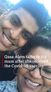 An emotional Qasa Alom speaks of the relief he feels now that his mum has received the first dose of the Covid-19 vaccine. Ratna Alom has been working as a midwife throughout the pandemic and falls into one of the high priority groups. | BBC Asian Network