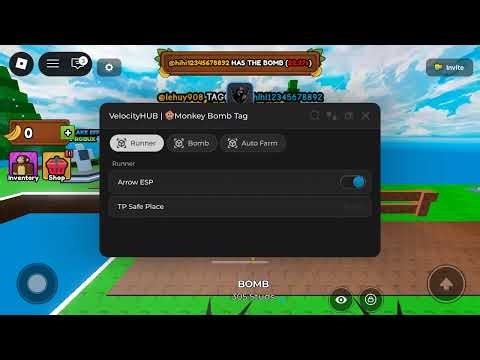 Best Monkey Bomb Tag script - NO KEY [Verified] | Velocity Hub | Roblox Scritpts No KEY