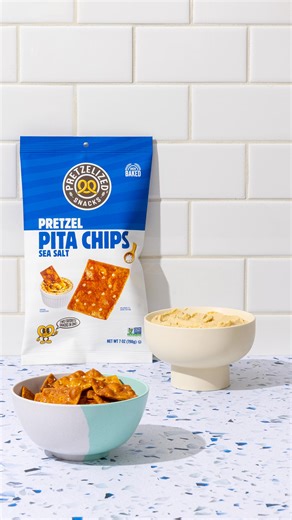 PRETZELIZED Pretzel Pita Chips are made for hummus, guac, salsa, and whatever you’re scooping this Labor Day weekend. Find them in a store near you and get to dipping. | Pretzelized