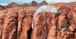 'Reverse waterfall' phenomenon caught on drone video in southwest Utah