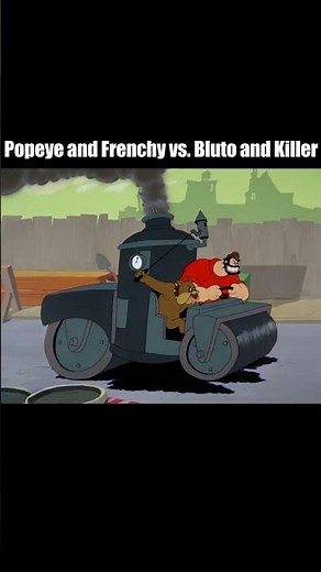 Popeye and Frenchy vs. Bluto and Killer #shorts #popeye #cartoon #funny #funnyvideo #funnyvideos