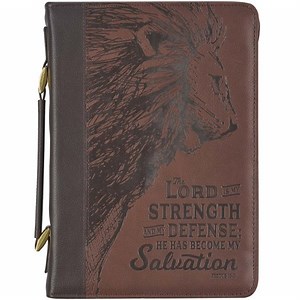 Lord Is My Strength Bible Cover, Brown, X-Large