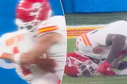 Chiefs’ Xavier Worthy exits with injury after brutal collision with Travis Kelce