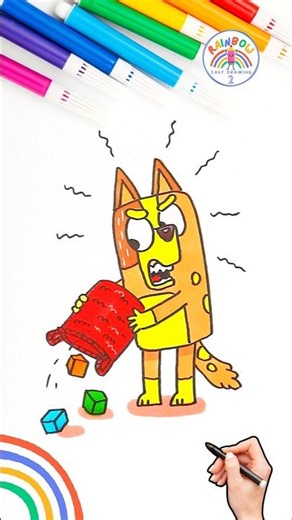 How to Draw Bluey | Easy Drawing of Bluey Chilli Angry 🌈 🐶 #bluey #draw #shorts #chilli #angry