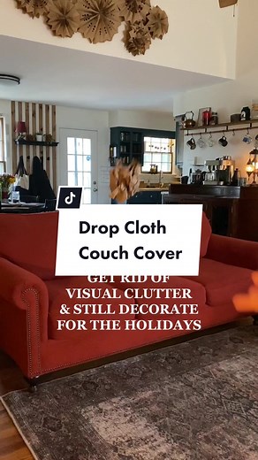 DIY Couch Cover Using Canvas Drop Cloth - Home Decor Tips