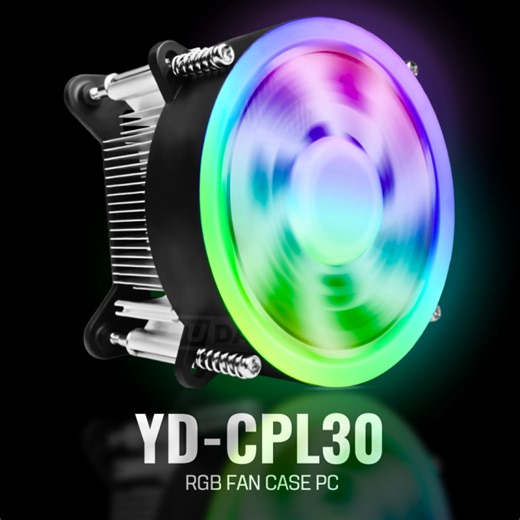 YOUDA พัดลมCPU LED RGB YD-CPL30 พัดลมคอมพิวเตอร์ 7ใบพัด ความเร็วลม 2400RPM 3PIN รองรับ lntel LGA775/LGA1150/LGA1151/LGA1155/LGA1156/LGA1366/LGA1200 พัดลมระบายความร้อน พัดลมคอมพิวเตอร์ CPU Cooler Fan พัดลมเมนบอร์ด พัดลมคอมDual Ring RGB สีแสงนีออน | Lazada.co.th