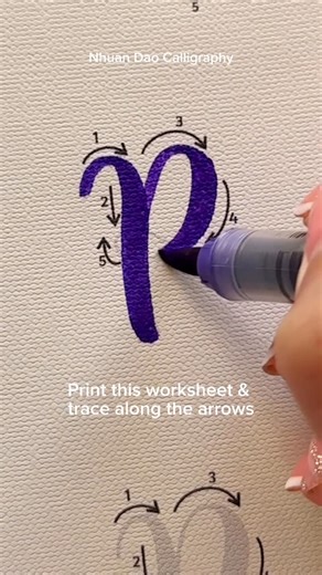 Nhuan Dao✨Calligraphy & Lettering❤️ on Instagram: "How to Write Letter P - Easy Tutorial for Beginners Tip: Every letter is a reflection of your patience. You can’t force grace — you nurture it. Let your letters unfold in their own time. Comment “ALPHABET” below and I’ll DM you the link to get your free worksheet. I’m using Karin Markers for this demo. #alphabet #nhuandaocalligraphy #learnlettering #learncalligraphy #letteringpractice #calligraphynsip"