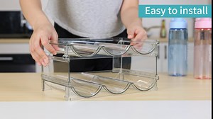 Vtopmart Stackable Water Bottle Organizer Holder, 4 Pack Clear Plastic Cup Storage Rack for Pantry Kitchen Cabinet Cupboard Countertop Organization and Storage, Hold 12 Bottles