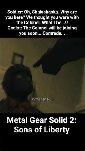 Ocelot: The Colonel will be joining you soon, Comrade. #MGS2 #sonsofliberty #ocelot #shalashaska