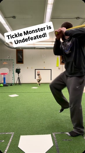Tickle monster went 3-0 last night! 😂 Yes he drilled me 3 times & he got the smoke each time 😤😤 #dadandson #familyfun #baseball | Justin Fletcher