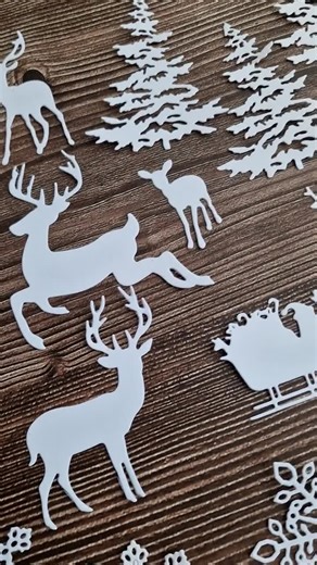 Winter Die Cuts Set 28pcs Reindeer, Snowflakes & Trees | Christmas Scrapbooking Embellishments 2   1 FREE - Etsy