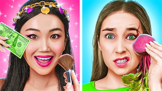 Poor vs Giga Rich Make-up Hacks! Easy Fashion & Beauty Tricks by 123 GO!