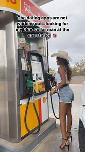 Azar Key on Instagram: "They said to go to a gas station for a blue-collar man. Honey, where are you at?? ⛽️ Shorts @artemisvintagedenim Use code: azar20 for 20% off 🫶🏽 #bluecollar#gasstation#relationship#datingapp#datingadvice #funnyreels#trendsetter"