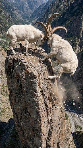 ONE WRONG STEP... AND BOTH MOUNTAIN GOATS FALL INTO THE DEEP VALLEY! # Wildlifeanimals