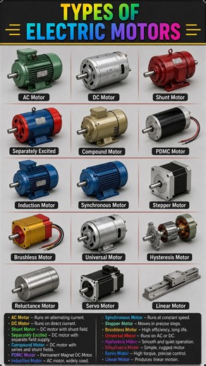 Types of Electric Motors Explained | AC, DC, Induction, Synchronous & Stepper Motors