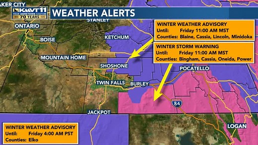 The latest on the weather alerts and snow amounts from the upcoming system. For more info go to kmvt.com/weather | KMVT News