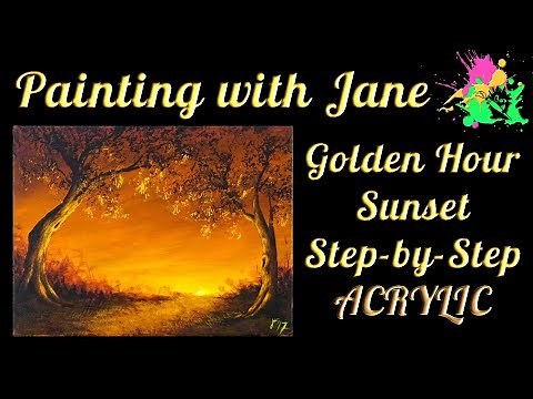 Golden Hour Sunset Step by Step Acrylic Painting on Canvas for Beginners
