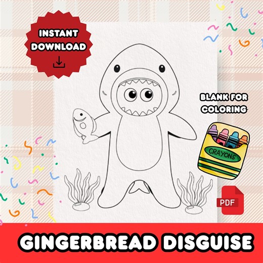 Disguise a Gingerbread Man, Gingerbread in Disguise, Shark Gingerbread, Kids Printable, Kids Table Activities, Disguise Gingerbread Project - Etsy