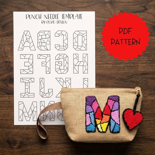 Punch Needle Alphabet Pattern PDF, Mosaic Letters Template, DIY Clutch Bag - Etsy