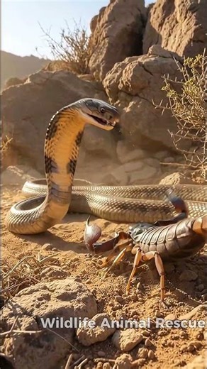 Deadly Desert Duel: Cobra vs Scorpion Clash 💥🐍🦂 #WildlifeEncounter #aivideo #wildliferescue #ai