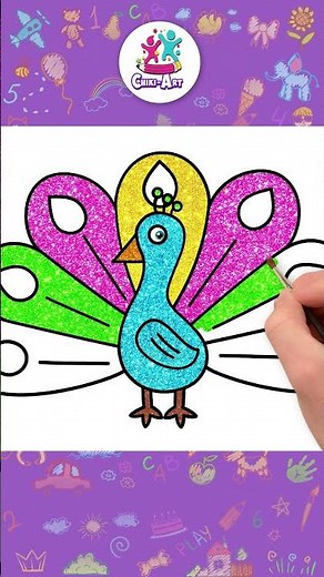 🦚 Learn to Draw a Peacock with Colorful Feathers #shorts #drawing #coloring