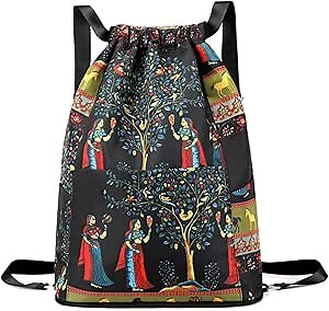 QUROXO Drawstring Foldable Large Capacity Dry-wet Separation Travel Sports Backpack, Waterproof Drawstring Gym Sack (A)