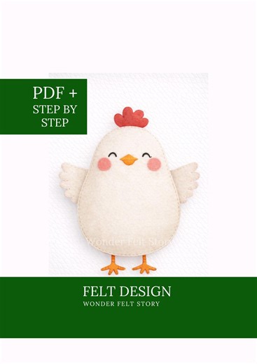 Patron de couture pour poulet en feutrine, patron d'animaux en feutrine, jouets pour enfants en feutrine, loisirs créatifs, jouet à faire soi-même pour enfant, décorations de Pâques, guirlande en feutrine - Etsy France