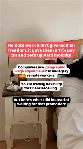 Women Build Wealth ™ on Instagram: "THE STUDY SHOWS 👇🏻 In 2023, Stanford found that remote workers earn 17% less than their in-office peers for IDENTICAL work. Not because they’re less productive! Actually, remote workers clock 1.4 more days per month of output. But companies use something called „geographic wage adjustments.” If you live in Austin instead of San Francisco, your company „adjusts” your salary to match Austin’s cost of living. Sounds fair, right? Except the VALUE you create for 