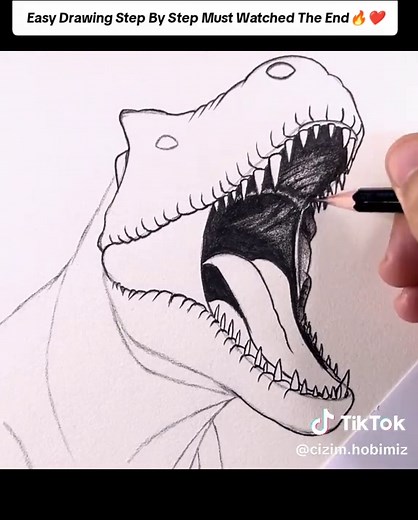 🎨 How to Draw a T-REX 🦖 | Realistic Dinosaur Drawing | Step-by-Step Tutorial for Beginners #trexdrawing #dinosaurart #realisticdrawing #sketchtutorial #artlover ✏️