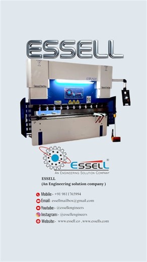 ESSELL on Instagram: "ESSELL Bending Machine — Jitni Dekho, Utni Pasand Aaye! Experience the perfect blend of power, accuracy, and smooth bending performance that every workshop trusts. ⚙️🔥 From sheet metal to complex fabrication, ESSELL delivers precision that impresses with every bend. Strong build. High accuracy. Zero compromise. 💯 ESSELL – Bending the Future with Confidence. 📞 For demo & pricing: 9811765994 📍 Visit ESSELL – Lawrence Road, Keshav Puram, Delhi 🌐 Explore our machines: www.