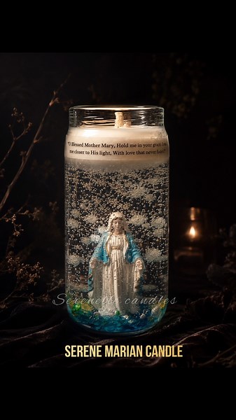 Reintroducing our SERENE MARIAN CANDLE #aestheticroomdecor #decor #giftideas #prayerroom #handmade