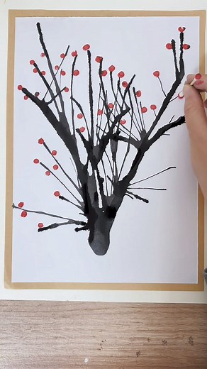 56K views · 269 reactions | Looking for something fun? Try making a persimmon tree with a drop of ink! It's simple, easy to learn, and give it a try #fblifestyle #creativepainting | Art, Crafts and Journals | Facebook