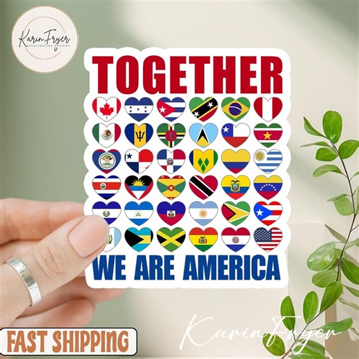 Together We Are America Sticker, Pan American Flags Decal, Fuck ICE Decal, Anti Trump Sticker - Etsy