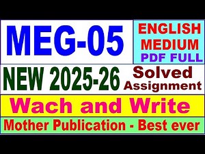 MEG 05 solved assignment 2025-26 in English || meg 05 solved assignment 2026 || ignou meg5