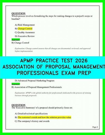 APMP PRACTICE TEST 2026 ASSOCIATION OF PROPOSAL MANAGEMENT PROFESSIONALS EXAM PREP VIDEO 2026 NEW