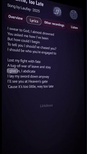 Too little, too late 😔🎧 #lyrics #music #song #laufey #lirickoss | Laufey Songs