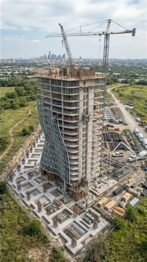 From Ground to Sky: Parametric Waveform Skyscraper Construction Timelapse