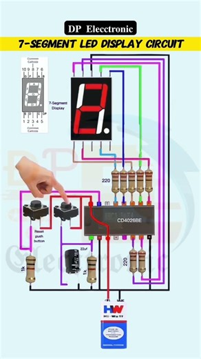 7 segment LED display circuit wiring ⚡ cannection video #youtube #vairal #industrialelectrician