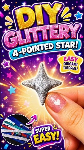 DIY Glitter 4-Pointed Paper Star Tutorial! ✨🌟 #origami #paperstar #diycrafts #shorts