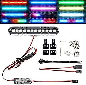 RC LED Light Bar Roof Lamp Headlight Tail Light Kit Bumper Compatible with Traxxas RC Car Truck Crawler Tamiya Losi HPI Rustler Axial Police (100mm 1 Bar)