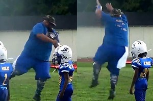 This pee-wee football coach has all the right moves on the field