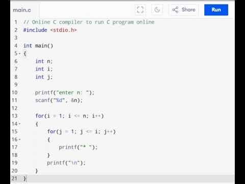 C program: pyramid of stars #shorts #programming #clanguage