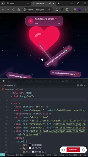 ​✨ Interactive Heart Animation (HTML/CSS) - Love Message #coding #correctcoding #webdesign #htmlcss