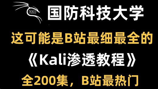 【整整200集】国防科技大学花一周讲完的Kali渗透零基础全套教程，2025最新版，全程干货讲解！逼自己一周学完，黑客水平猛涨！存下吧，很难找全的！