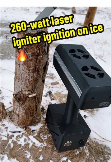 260-watt laser igniter ignition on ice🔥#TikTok #laser #laserigniter #tool #light