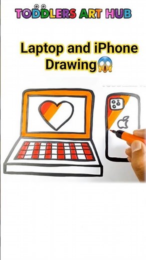 How to Draw Laptop and iPhone Drawing and Coloring #shorts #easydrawing #kidsart #laptopdrawing