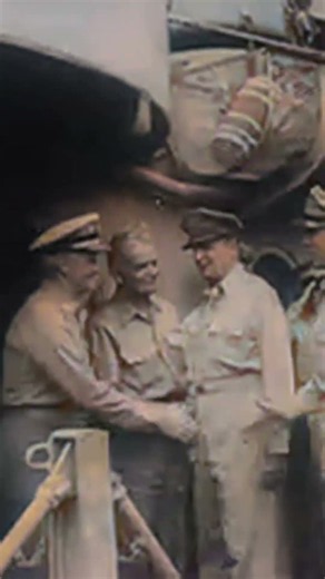 WW2 Admirals and Generals Greet onboard the USS Missouri 1945 #generals #admirals #ww2 #history