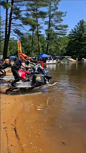 Snowmobiles Racing on Water?! 😲 #shorts