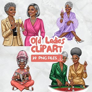 Black Grandma Clipart Bundle: Funny Old Lady PNG Images (digital Download) - Etsy